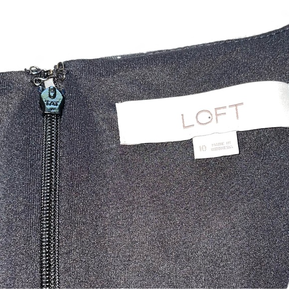 LOFT Black and White Floral‎ Dress with Dots - Picture 2 of 8